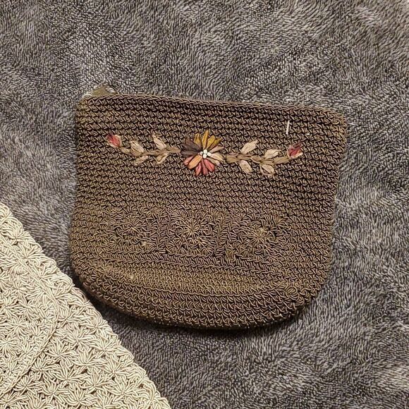 Frankie & Johnnie Vintage Small Beaded Beige Purse Zipper With Coin Purse - Picture 4 of 9